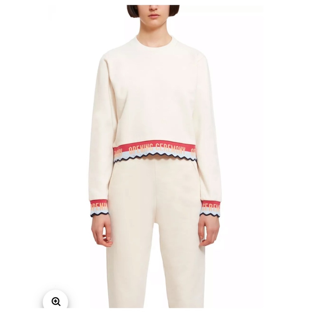 NWOT Opening Ceremony Scallop Elastic Logo Crop Sweatshirt